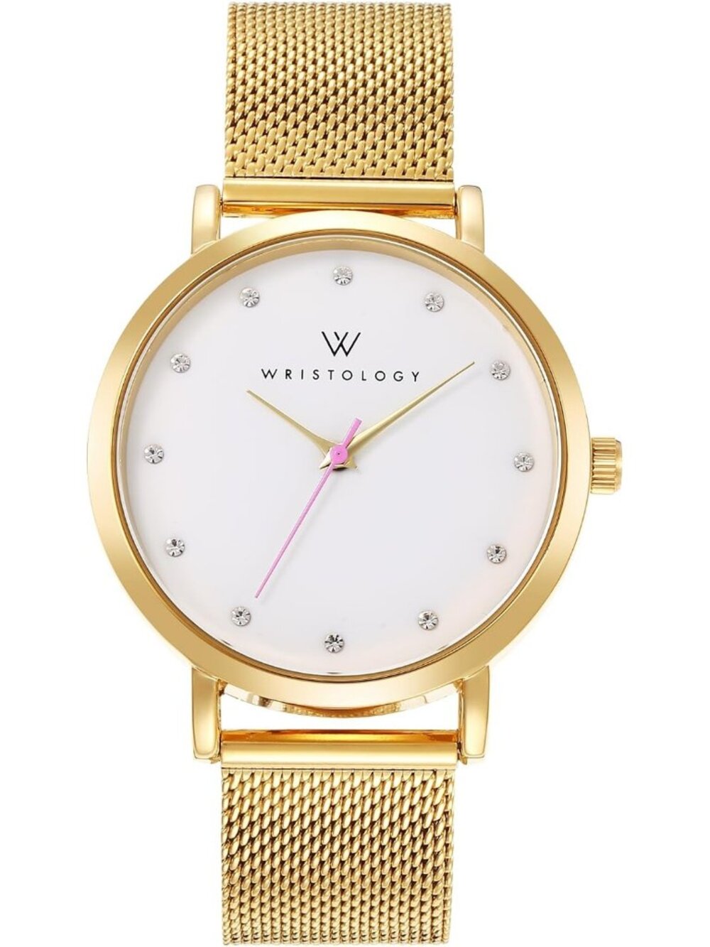 Women's Maxi Gold Metal Mesh Genuine Leather Band Large Easy to Read Wrist Watch